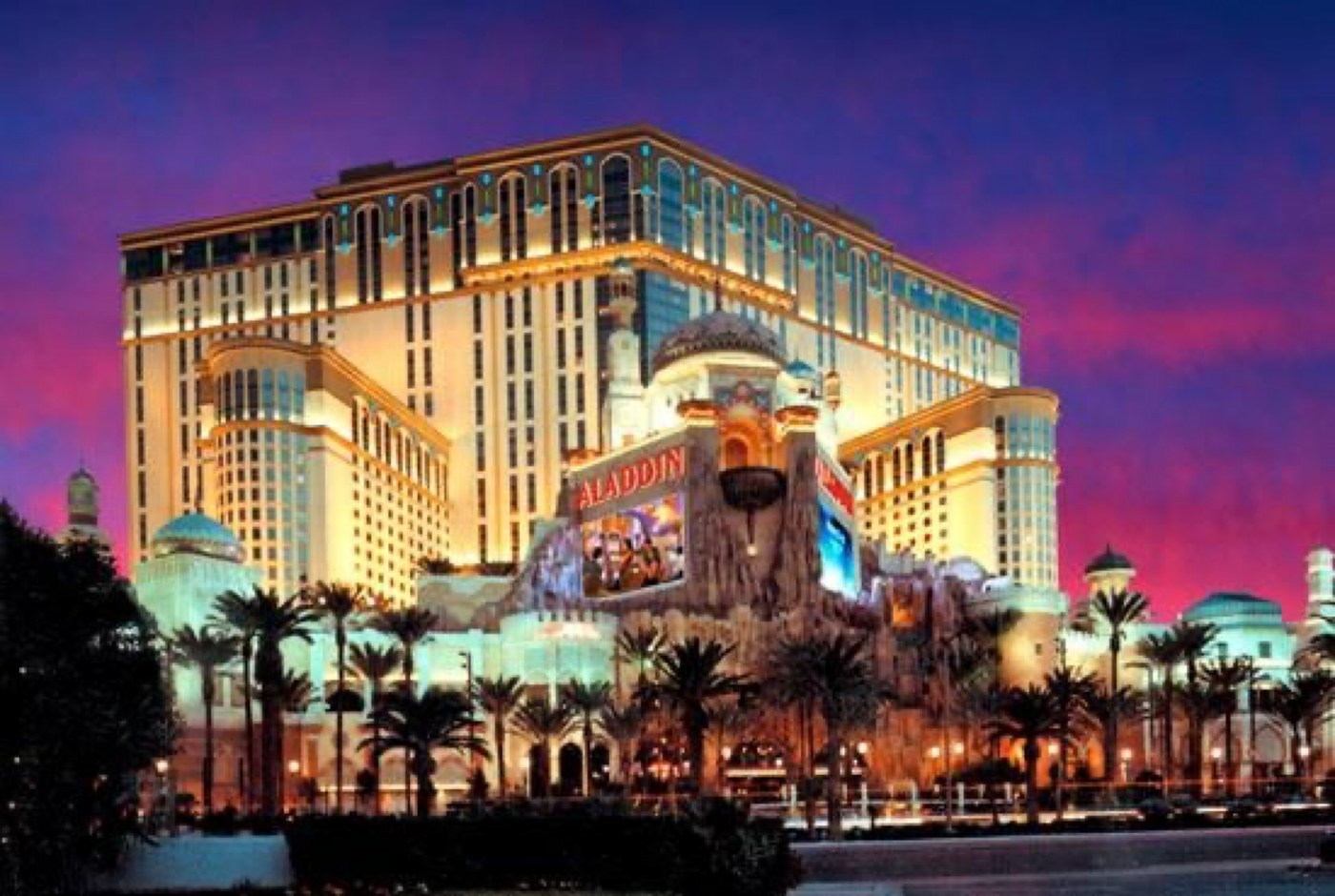 The Aladdin Hotel and Casino in Las Vegas at dusk