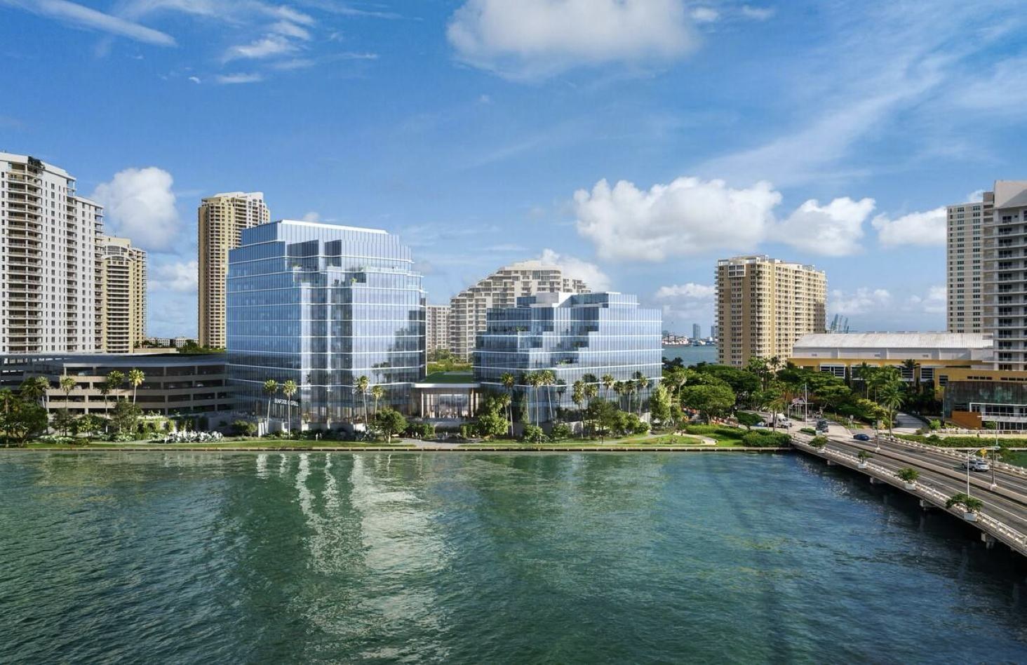 Brickell Key, Miami, seen across the bay